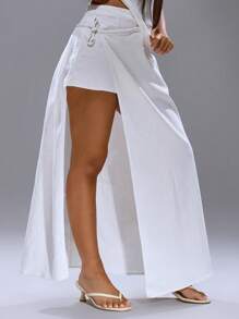 MUSERA Low Waist Pleated Asymmetric Skirt Summer Spring Streetwear Y2K Cool Girl Cute City Muse Beach Birthday Vacation Chic - White - View 3