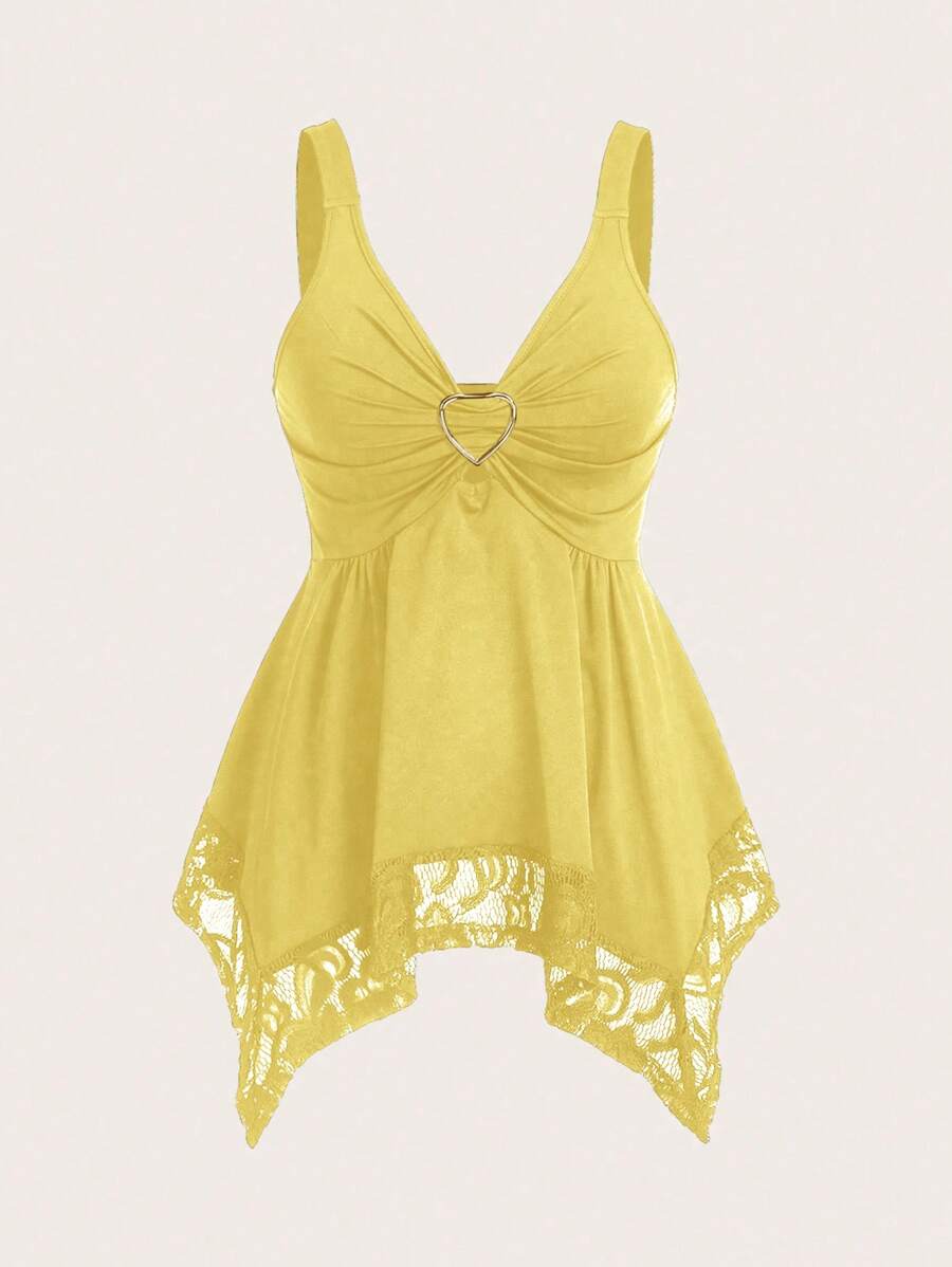 SHEIN Unity 女士蕾丝装饰心形和花卉拼接背心 Y2K