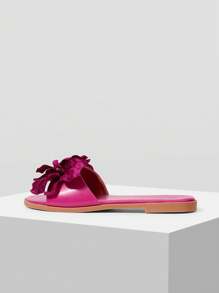 MOTF PREMIUM WOMEN'S SIMPLE FLORAL ROUND TOE FLATS, ELEGANT COMFORTABLE SLIP-ON CASUAL DRESS SHOES FOR WORK, DATE, PARTY, FORMAL OCCASIONS FOR CHRISTMAS - Pink - View 2