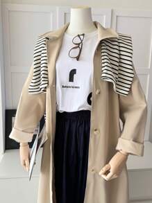 Dazy X KIMYOUJUNG Collection 女士纯色长袖单排扣长款休闲/工作风衣外套，秋季女装