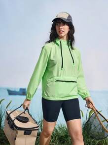 In My Nature Ladies' Casual Zip-Up Hooded Long Sleeve Thermal Thick Warm Jacket Fluorescent Green Jacket - Green - View 12