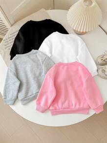 SHEIN 4-teiliges Set für Baby Mädchen, süße, einfarbige, mit Thermofutter gefütterte Langarm-Kapuzenpullover, vielseitig für Herbst/Winter