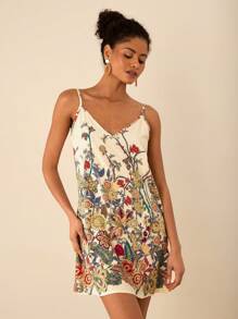 Travachic Vestido de verano con corte Cami y una pieza con estampado floral - Beis - Ver 3