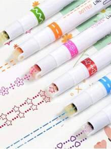 Creative 6-Color Border Pen With Wave Shape And Fluorescent Ink For Diy Projects And Marking Curves, Multipurpose For School And Office, Random Color Back To School