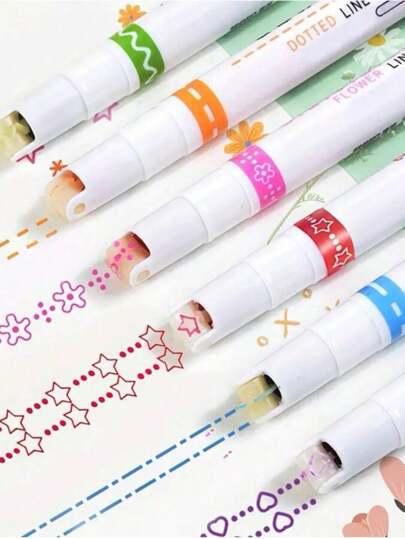 Kreative 6-Farben Grenz-Stift mit Wellenform und fluoreszierender Tinte für DIY-Projekte und zum Markieren von Kurven, vielseitig einsetzbar für Schule und Büro, zufällige Farbe Schulanfang