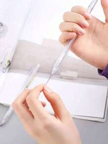 SHEIN 5pcs/Set Automatic Pencils White Simple Automatic Pen 0.5/0.7mm Student School Supplies Office Supplies Stationery Back To School, 0.5mm For Students, 0.7mm High-End Simple Design, 2 Choices (0.5/0.7) Available, Suitable For Students Children School Office Teaching Writing Tools