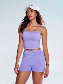Eassivo Conjunto deportivo de verano de camisola y pantalones cortos plisados de unicolor
