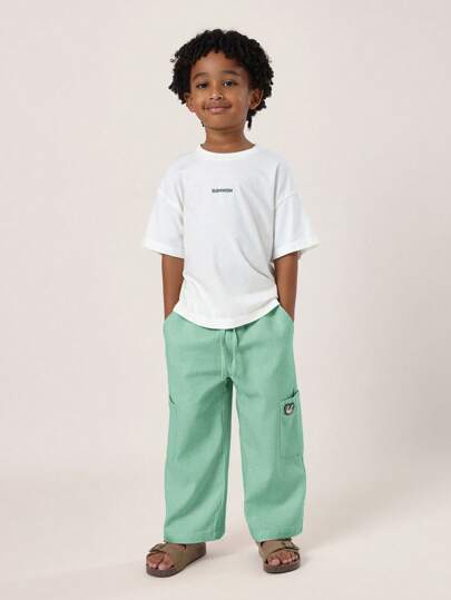 Linen Drawstring Cargo Pants