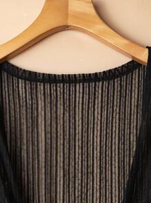 EMERY ROSE 大码女式优雅蕾丝网眼透明中袖轻薄沙滩/度假开衫 - 黑色 - 查看 5