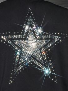 AXEPEAK 男士圆领钻石装饰多尺码上衣 - 黑色 - 查看 4