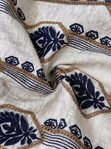 Florisole Quần ống rộng cạp cao in họa tiết hoa phong cách Bohemian, đơn giản, đa năng, thoải mái - Nhiều màu - Xem 3