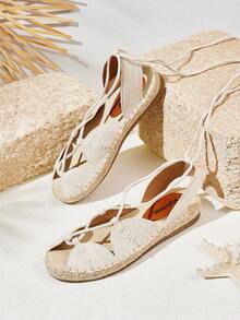 Styleloop Cuccoo 女士波西米亚风休闲平底渔夫鞋 - 米色 - 查看 1