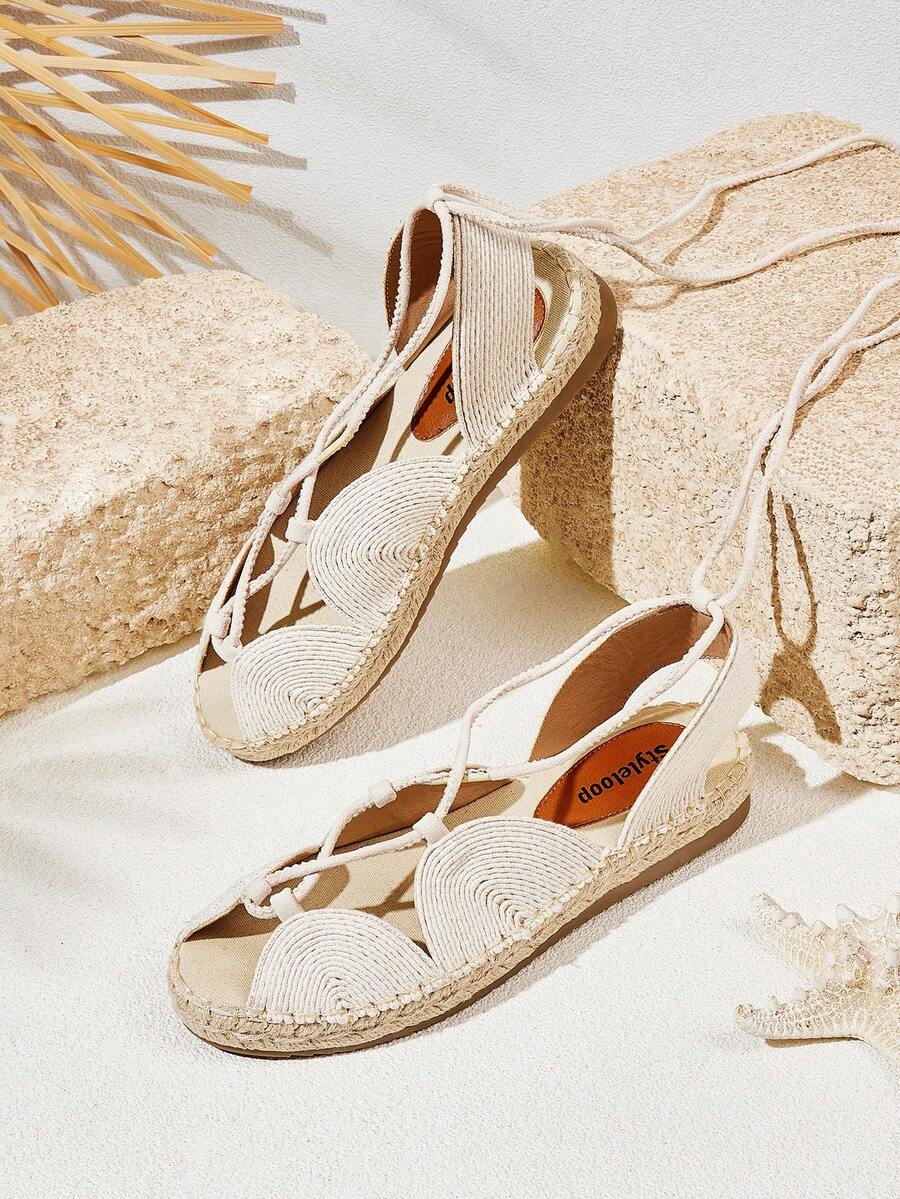 Styleloop Cuccoo 女士波西米亚风休闲平底渔夫鞋 - 米色 - 查看 1