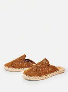 Styleloop Vacation Casual Weaved Backless Flat Shoes - Brown - View 3