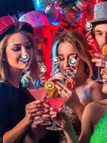 SHEIN 5/10 件可重复使用塑料迪斯科球吸管，迪斯科派对装饰，派对礼品，镜面迪斯科球吸管，70 年代迪斯科装饰，舞会吸管装饰，婚礼，生日用品，Y2k 酷炫装饰，可重复使用，厨房，毕业派对，圣诞节礼物。1 件 - 多色-球 - 查看 3