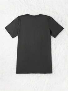 SHEIN LUNE T-shirt à manches courtes col rond grande taille avec slogan et éléments occidentaux - Gris foncé - Voir 2