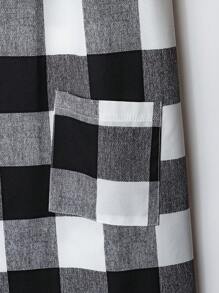 EMERY ROSE Vestido de mujer de tallas grandes de manga corta a cuadros en blanco y negro, para verano - Blanco y Negro - Ver 4