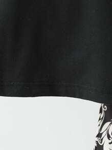 2pcs/Set Young Girls Cap Sleeve Top & Printed Straight Leg Pants Set, Suitable For Holiday, Outing And Casual Wear - Black - View 6