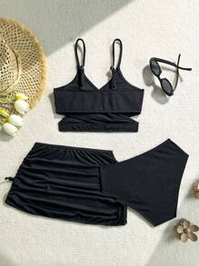 Tween Girls Casual Everyday Tank Top, Shorts, Skirt, Swimwear 5PCS Set, Minimalist & Stylish