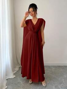 Elenzga Váy dài thắt eo cổ chữ V Halloween, màu đỏ - Màu Đỏ Sâu - Xem 6