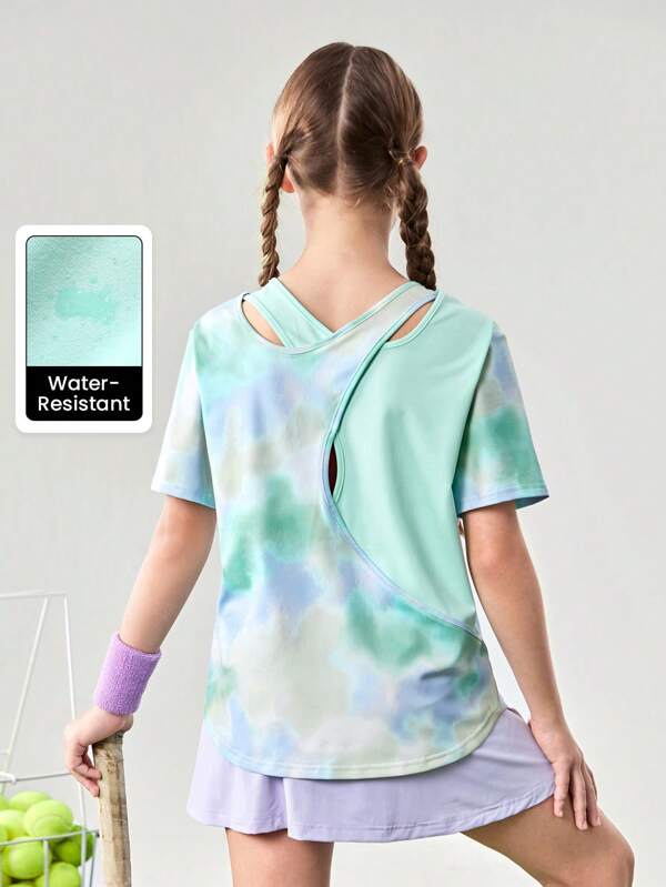 JNSQ Summer New Outdoor Professional Sports Loose T-Shirt For Girls, Children Round Neck 3M Reflective Letter Print Outdoor Professional Sports Loose T-Shirt Tops