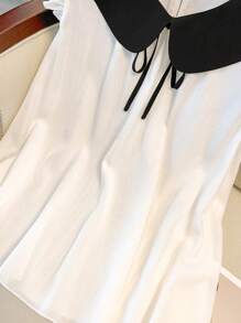 Regalyn 2 pezzi Set di top con maniche a campana e pantaloncini con fiocco, taglie forti, per donne in estate, minimalista, giovane, elegante, adatto per vacanze e uscite