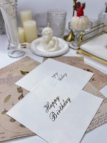 16 Pieces/Sets Of Disposable Napkins With Birthday Slogans, Simple Slogan Graphic Disposable Tissues For Birthday Parties And Christmas