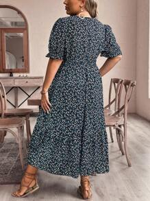 SHEIN VCAY Plus Size Casual Ditsy Floral Printed Sundress - Multicolor - View 2