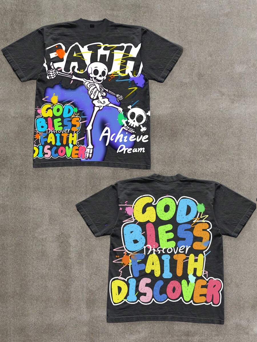 Coolane Tween Girls Spring/Summer Streetwear Y2K Graphic Print Loose T-Shirt, Summer Casual Vintage Sports Tee - Black - View 1