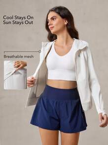 OutZeal 防紫外线 UPF50+ 凉爽触感透气连帽防晒夹克日常休闲 - 白色 - 查看 3