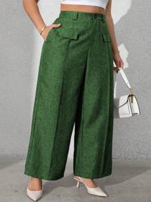 Vionelle Pantalon de tailleur casual pour femme grande taille, couleur unie, avec faux poches avant