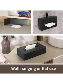 SHEIN 1pc,Hand Tissue Box Cover, Rectangular Black Wall Mounted Facial Paper Holder Dispenser, Prefert For Storage On Bathroom Vanity, Kitchen, Night Stand, Countertops Office And Car.Available In Black And White - Multicolor - View 9