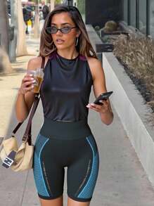 Innovista Pantalones cortos deportivos sin costuras para entrenamiento, cintura alta con espalda en V, ropa deportiva de verano para yoga, pilates, HIIT, con compresión funcional, sin costuras, que levanta el trasero y es cómoda y suave para el movimiento.
