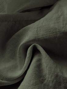 SHEIN Tall Pantalones largos informales estilo francés de aspecto de lino para mujeres - Verde militar - Ver 6