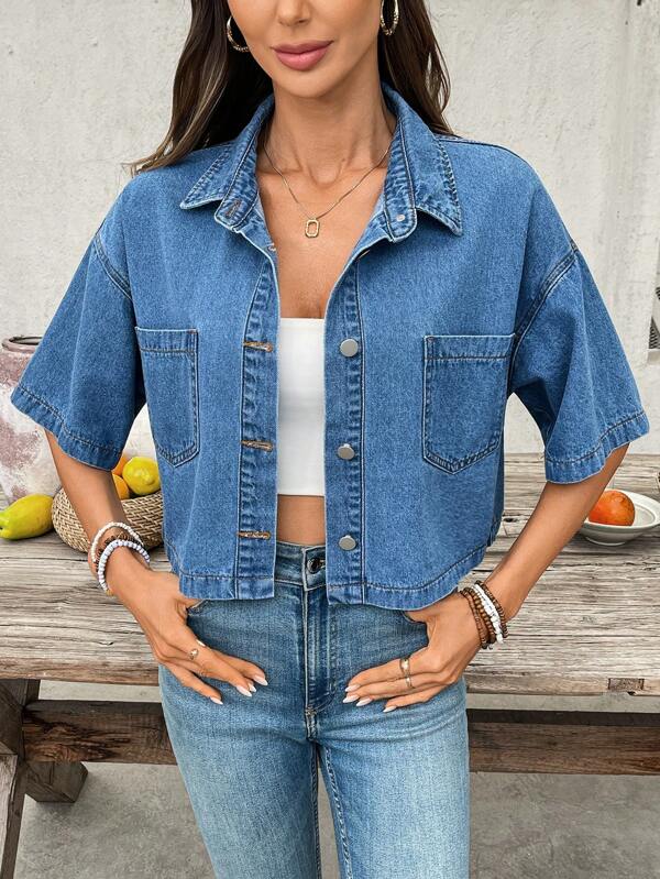 Breezaya Casual Women's Distressed Short Denim Jacket