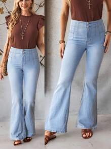 EMERY ROSE Pantalones vaqueros casuales de mujer con cierre delantero y pierna campana