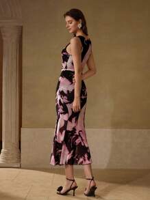 PREMIUM Vestido de verano versátil para mujer con efecto tie-dye, sin mangas, ajustado y con dobladillo de sirena - Multicolor - Ver 3