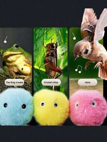 1pc/3pcs Squeak Ball Interactive Cat Plush Toy Ball - Cat Squeak Sound Training Toy - Fun Pet Toy Ball For Playing And Exercise, Cat Plush Ball, Cat Toy Ball, Interactive Indoor Cat Toy, Training Cat Toy - Multicolor - View 11