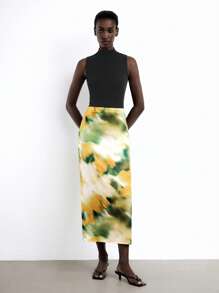 Maija 女士优雅扎染印花A字裙，夏季教师巡游办公室节夏威夷机场秋季