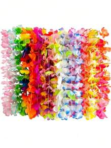 10/20/30/50 Stücke Hawaii Blumenketten Halskette, bunte tropische Blumengirlande, Hawaii Blumenkränze für Hawaii-Themen Party, Strand Luau Party Zubehör, Weihnachten, Party Dekoration, Party Accessoires (zufällige Farbe)