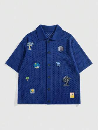 Street Life Chemise ample en tricot à manches courtes casual pour hommes