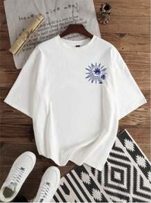 Holiday, Vacation, Teen Boy Casual Graphic Short Sleeve T-Shirt, Suitable For Summer, Back Of Clothes