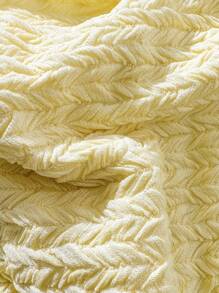 Swim Mod Swim Vcay 2pcs Women Sexy Lace Trim Jacquard Triangle Bikini Set, Simple Strap Tie Up Halter Yellow Bikini Set With Gold Shell Decor For Summer Beach Vacation - Yellow - View 7