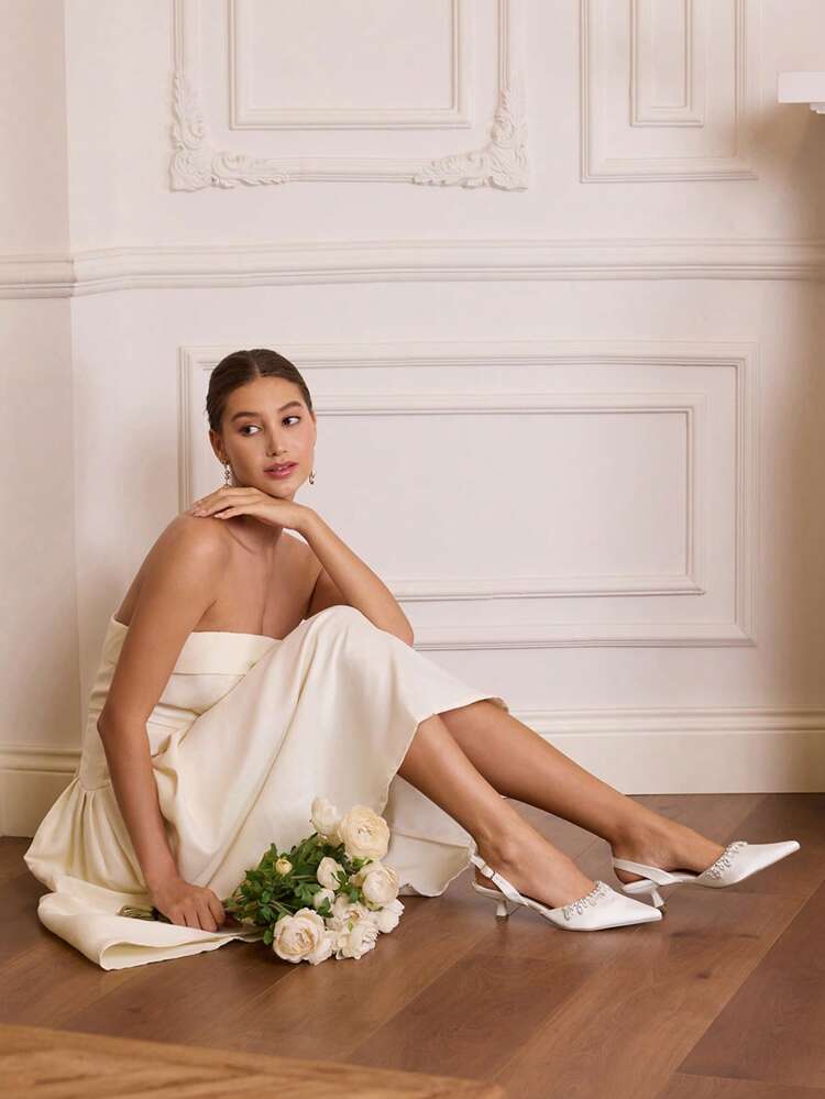 CUCCOO HITCHD Women's Black High Heel Shoes, Sexy Dating Party Banquet Stilettos With Silver Chain, Rhinestone And Gemstone Decor, Slingback Sandals (Crystal Direction Random) Summer Shoes Summer Break Easter Prom Heels For Christmas Elegant Shoes Wedding Shoes Summer Shoes Bride Shoes