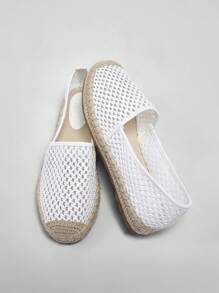 Solezae 女士时尚休闲舒适透气圆头帆布鞋 - 白色 - 查看 4