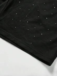 ROMWE MEN Street Life Men's Black Casual Shorts With Street Chic American Style Sparkling Letter Printed - Black - View 7