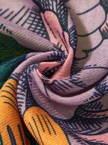 Frida Kahlo X SHEIN Fashionable Soft Lightweight Women Long Scarf 70*180 Cm,Suitable For Styling, Outdoor Sun Protection, Vacation, Photo Shoot, Gift, Floral Design,Summer Outfits, Spring Outfits,Beach, Vacation, Flower - Multicolor - View 8