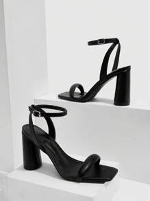 CUCCOO SZL Women Silver Rhinestone Embellished High Heel Sandals - Black - View 6