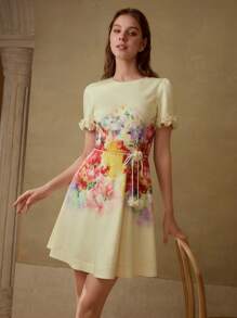 MOTF PREMIUM FLORAL PRINT BELTED DRESS - Multicolor - View 4