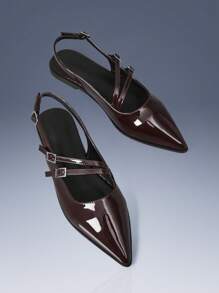 CUCCOO GRLICON 女士时尚百搭尖头平底鞋 - 棕色 - 查看 1